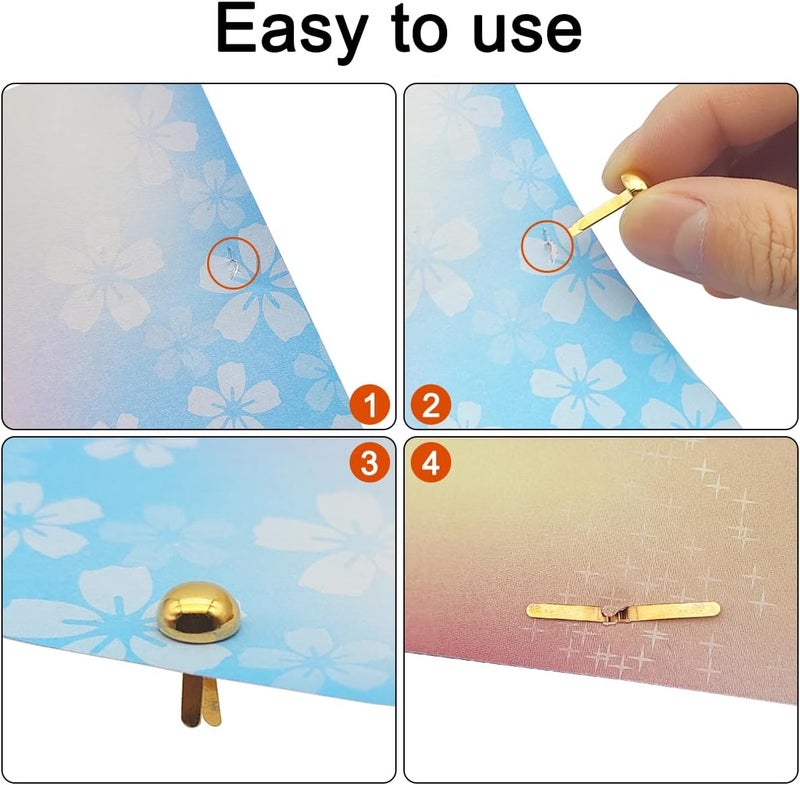 IOUALEY 200 Pcs 1/2 Inch Brass Paper Fasteners, 7 MM Head, Mini Brad Round Fastener Paper Clips, Round Head Split Pins for Paper Crafts Scrapbooking Cards Photo Walls DIY (Gold & Silver) - Image 4